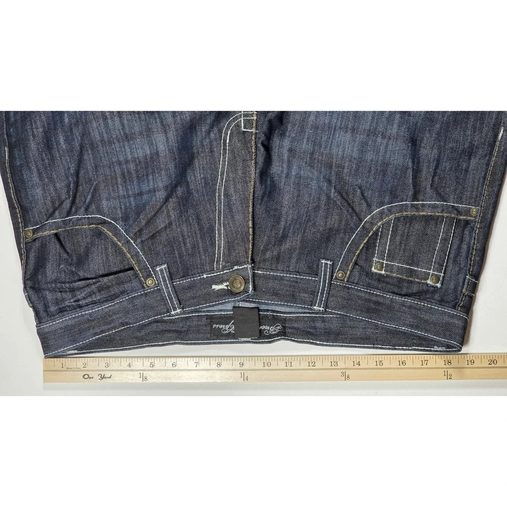 Brooklyn Xpress Mens Straight Leg Jeans Dark Wash Blue Denim W38 L32 Y2K Style